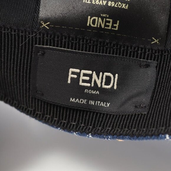 Fendi Cap FF Logo Blue Denim Cap